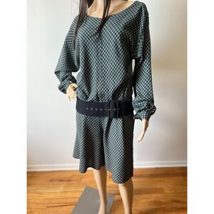 Vintage Bias Cut Green Plaid Romper Off Shoulder Bulli e Pupe (no belt)